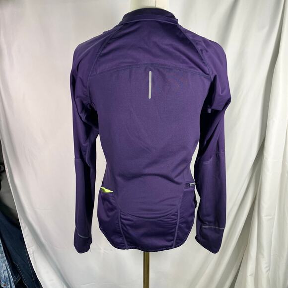 Nike Dri-Fit Full Zip Running Jacket Purple Lime M Reflective Pockets 384423-535 - Picture 16 of 16
